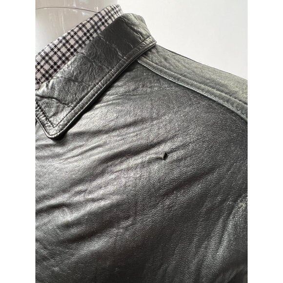 Bill Blass Bomber Jacket  Large Black Leather Damage on Left Shoulder - Picture 6 of 16